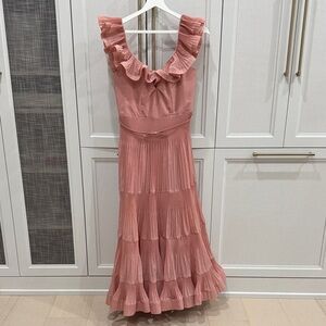 Zimmermann Pink Ruffled Maxi Dress